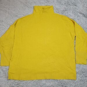 Chelsea & Theodore Shirt Womens M Yellow‎ Mock Neck Ribbed Comfort Casual